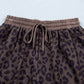 V Neck Collar Leopard Print Top and Shorts 2pcs Set