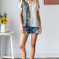Camo Animal Lace Contrast Button Front Short Sleeve