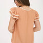 V NECK WAVY TRIM RUFFLE SLEEVE TOP
