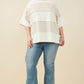 Womens Raw Edge Detail Color Block French Terry Knit Top