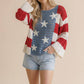 Long Sleeve Star and Stripe Crochet Sweater