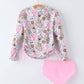 Balloon Print Long Sleeve Girl Swimsuit