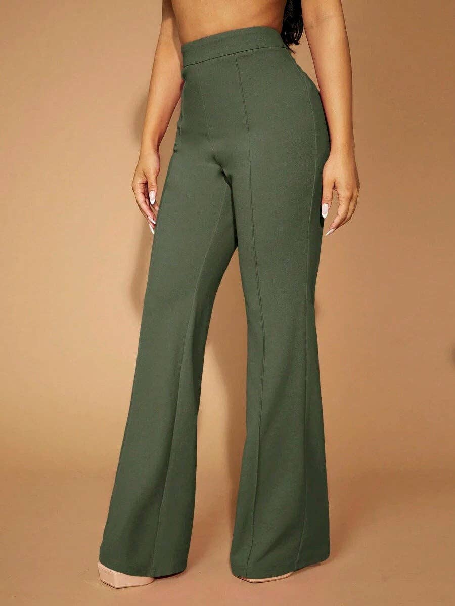 High Waist Straight Leg Pants Women's Work Trousers