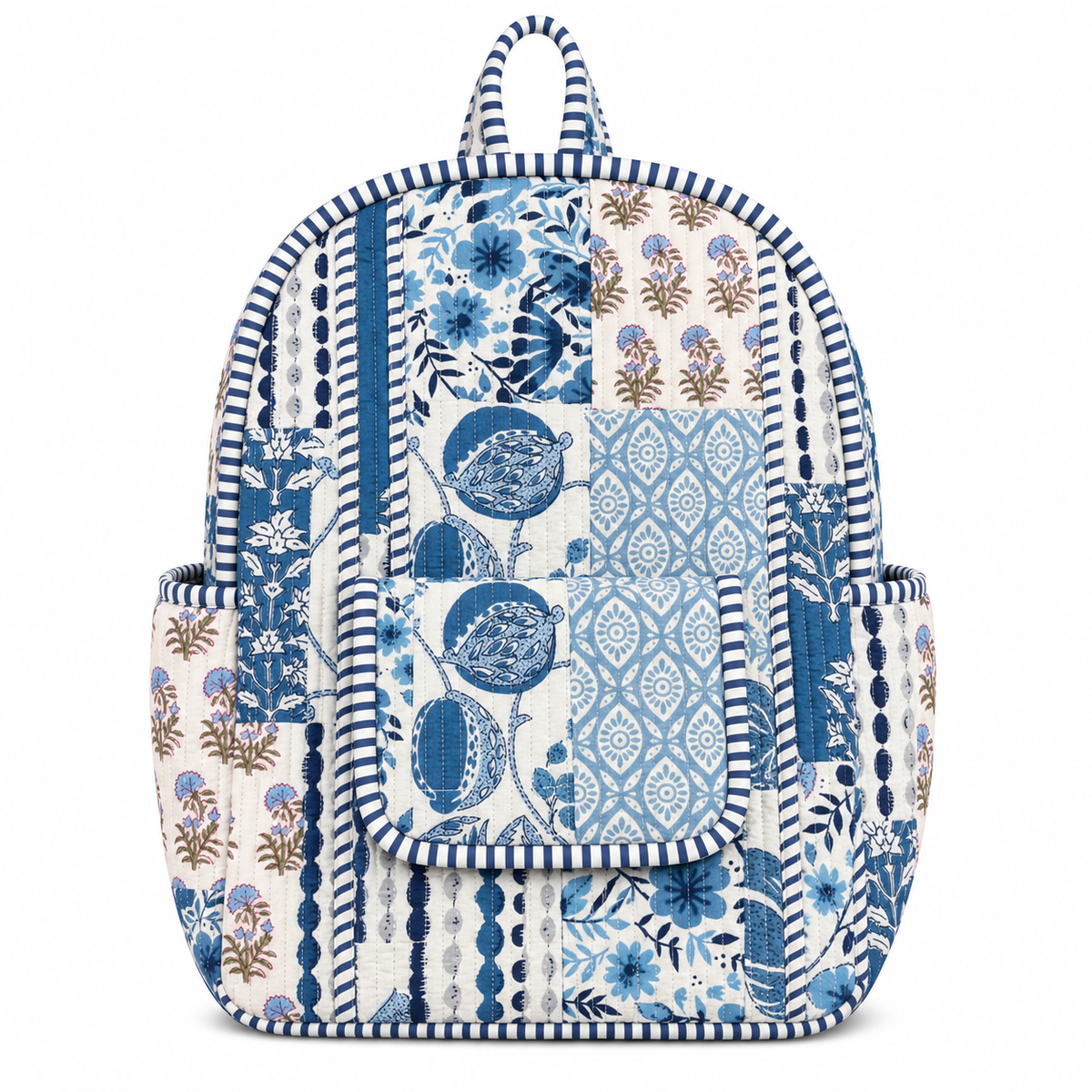 Blue Bloom Patchwork Quilted Bag Print