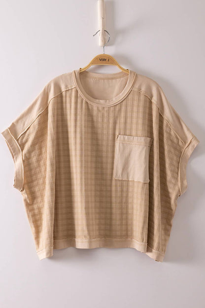 Dolman Sleeve Textured Knit Casual Top Plus Size