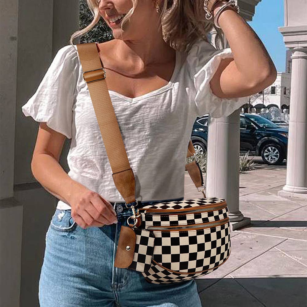 Checkerboard Crossbody Bag & Coin Purse
