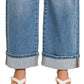 High Rise Cuffed Wide Leg Denim Pants - Zenana