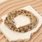 6PCS - Cross Charm Faceted Beaded Stretch Multi Layered Bracelets