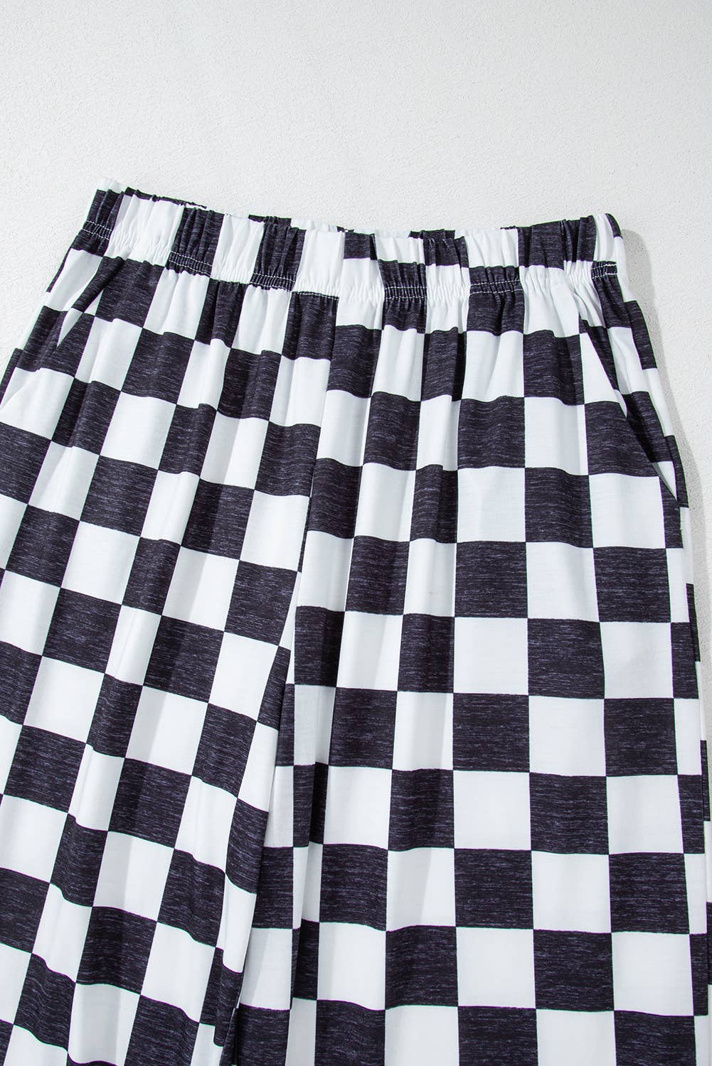 Checked Print High Waist Wide Leg Pants
