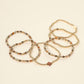 6PCS - Cross Charm Faceted Beaded Stretch Multi Layered Bracelets