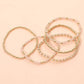 5PCS - Metal Ball Faceted Beaded Stretch Stackable Multi Layered Bracelets