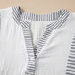 Stripe Button Gauze Bracelet Sleeve Babydoll Blouse