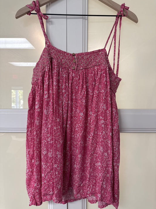 Pink w/White Flowers Tank Top