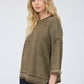WASHED INVERTED SEAM SHORT SLEEVE SWEATSHIRT