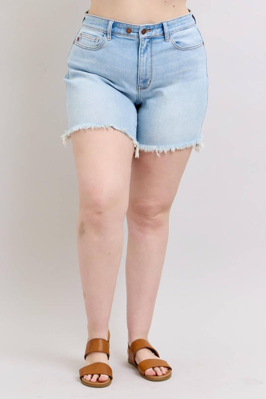 Long Cut Off 2 Button Dad Shorts - PLUS