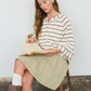 STRIPE HENLEY WIDE LONG SLEEVE KNIT TOP