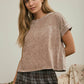 WASHED SHORT SLEEVE BOXY KNIT TOP
