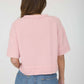 RAW EDGE HENLEY SHORT SLEEVE WAFFLE KNIT TOP
