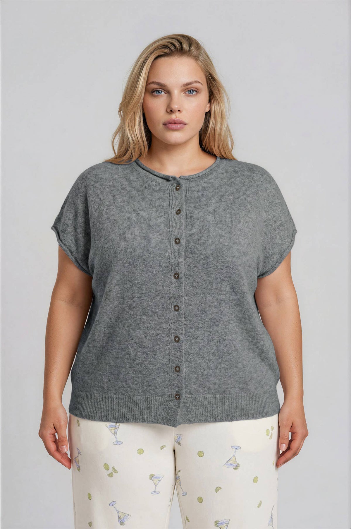 PLUS RAW EDGE SLEEVELESS LIGHTWEIGHT CARDIGAN