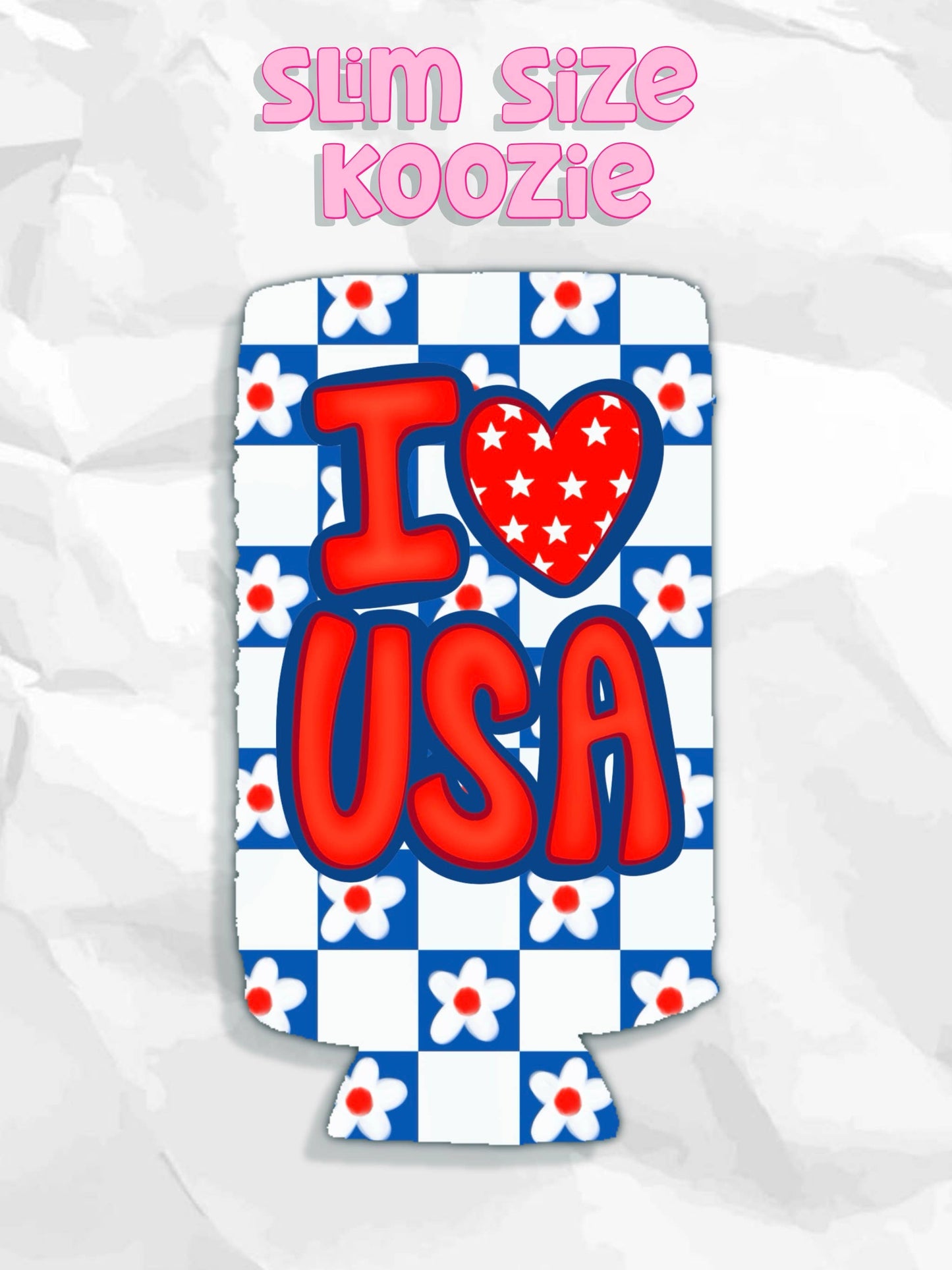 I heart USA patriotic koozies