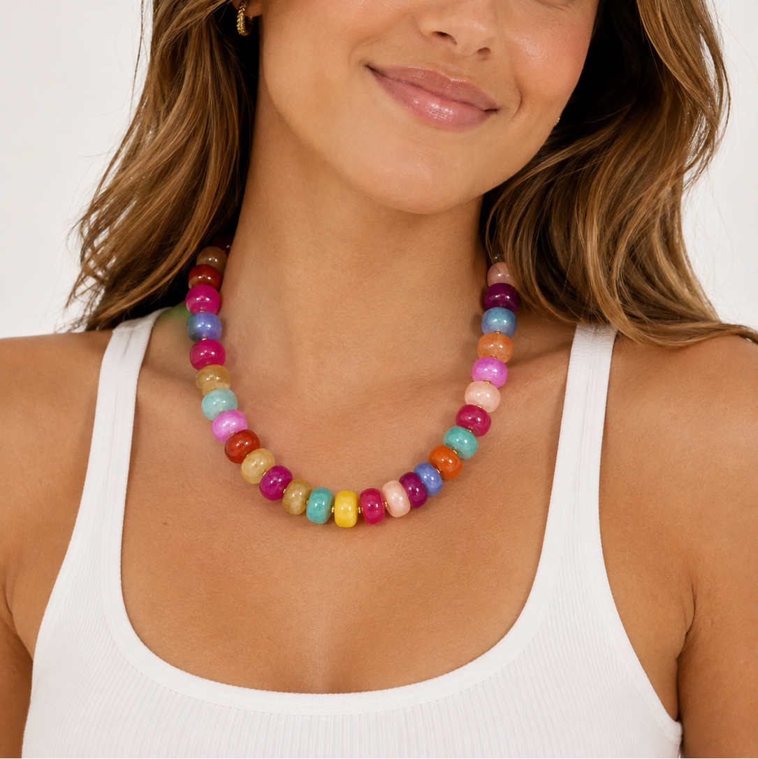 Luxe Marbled Beaded Candy Necklace