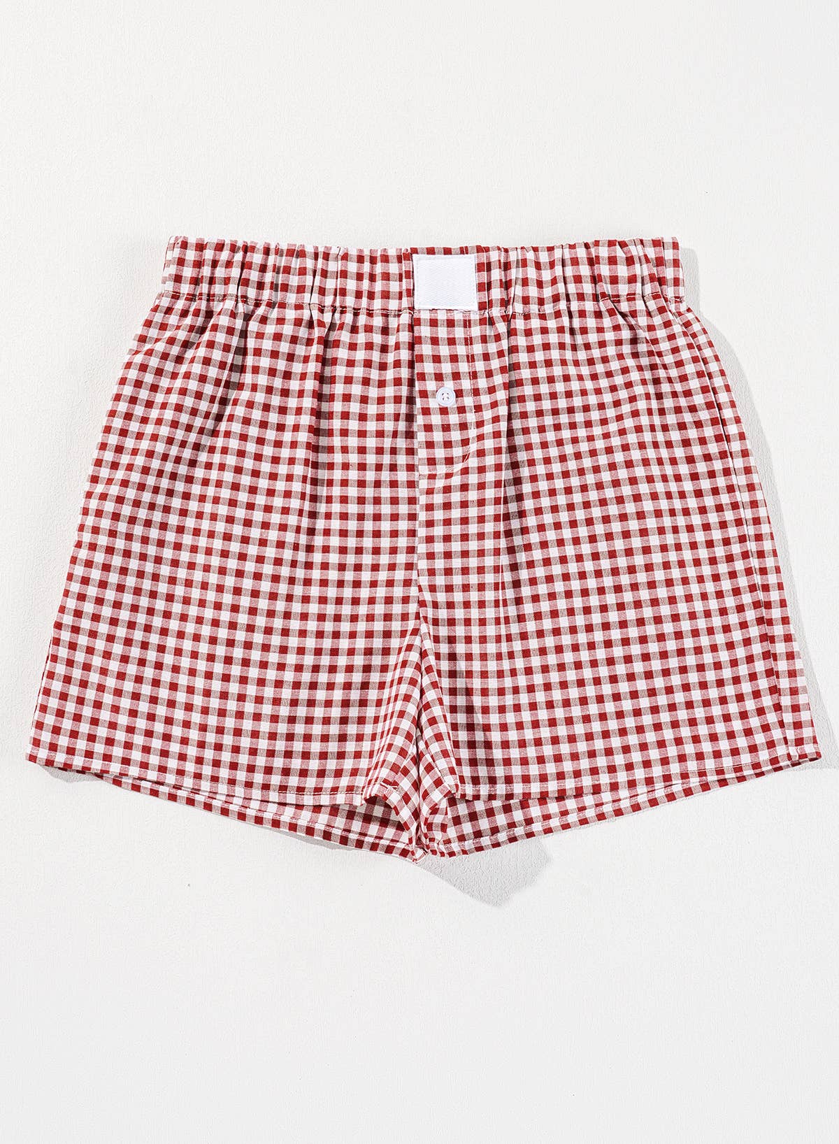 Blue Gingham Printed High Waist Shorts