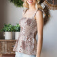 Animal Print Smocked Shoulder Tie Peplum Tank Top