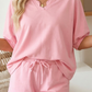 Scalloped V-Neck Top and Shorts Lounge Set (S-XL)
