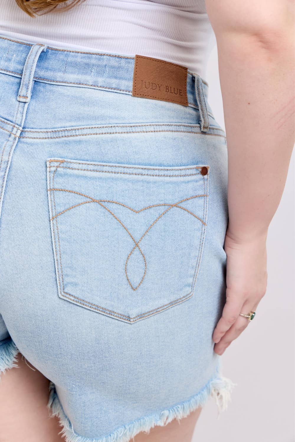 Long Cut Off 2 Button Dad Shorts - PLUS