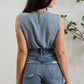 SLEEVELESS LACE EDGE WOVEN TOP