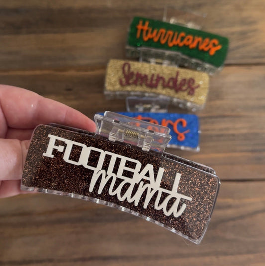 Football Mama Claw Clip