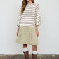STRIPE HENLEY WIDE LONG SLEEVE KNIT TOP