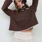 CONTRAST TRIM AND KNIT PATTERN LONG SLEEVE SWEATER