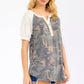 Camo Short Sleeve Henley Top