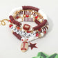 5PCS - GAME DAY Football Charm Heishi Faceted Beaded Stretch Multi Layered Bracelets