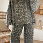 Brown Leopard Print Patchwork Pullover Drawstring Loose Pant Set