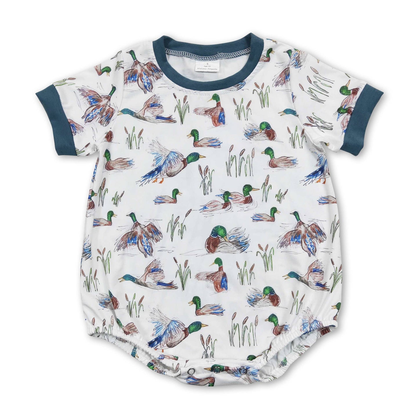 Flutter sleeves duck baby girls summer romper