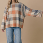 Plaid Colorblock Pullover Knit Top