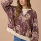 Color Block Floral Pullover Knit Top