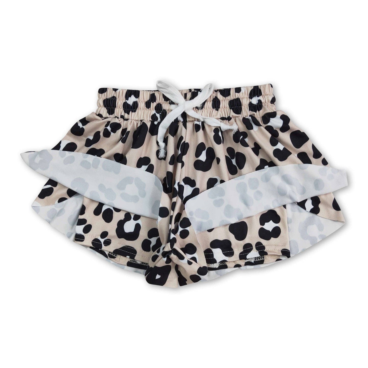 Khaki black leopard shorts