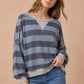 Striped Color Block Hacci Pullover Top