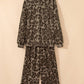 Brown Leopard Print Patchwork Pullover Drawstring Loose Pant Set