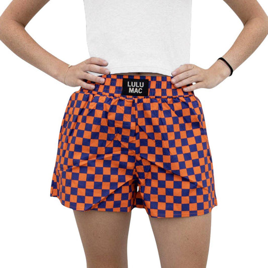 LULU MAC ORANGE BLUE CHECK BOXER SHORT