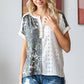 Camo Animal Lace Contrast Button Front Short Sleeve