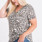 Leopard Print V neck Sequin Trim Tee
