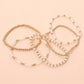 5PCS - Metal Ball Faceted Beaded Stretch Stackable Multi Layered Bracelets