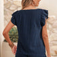 Textured Square Neck Top and Shirred Shorts Set