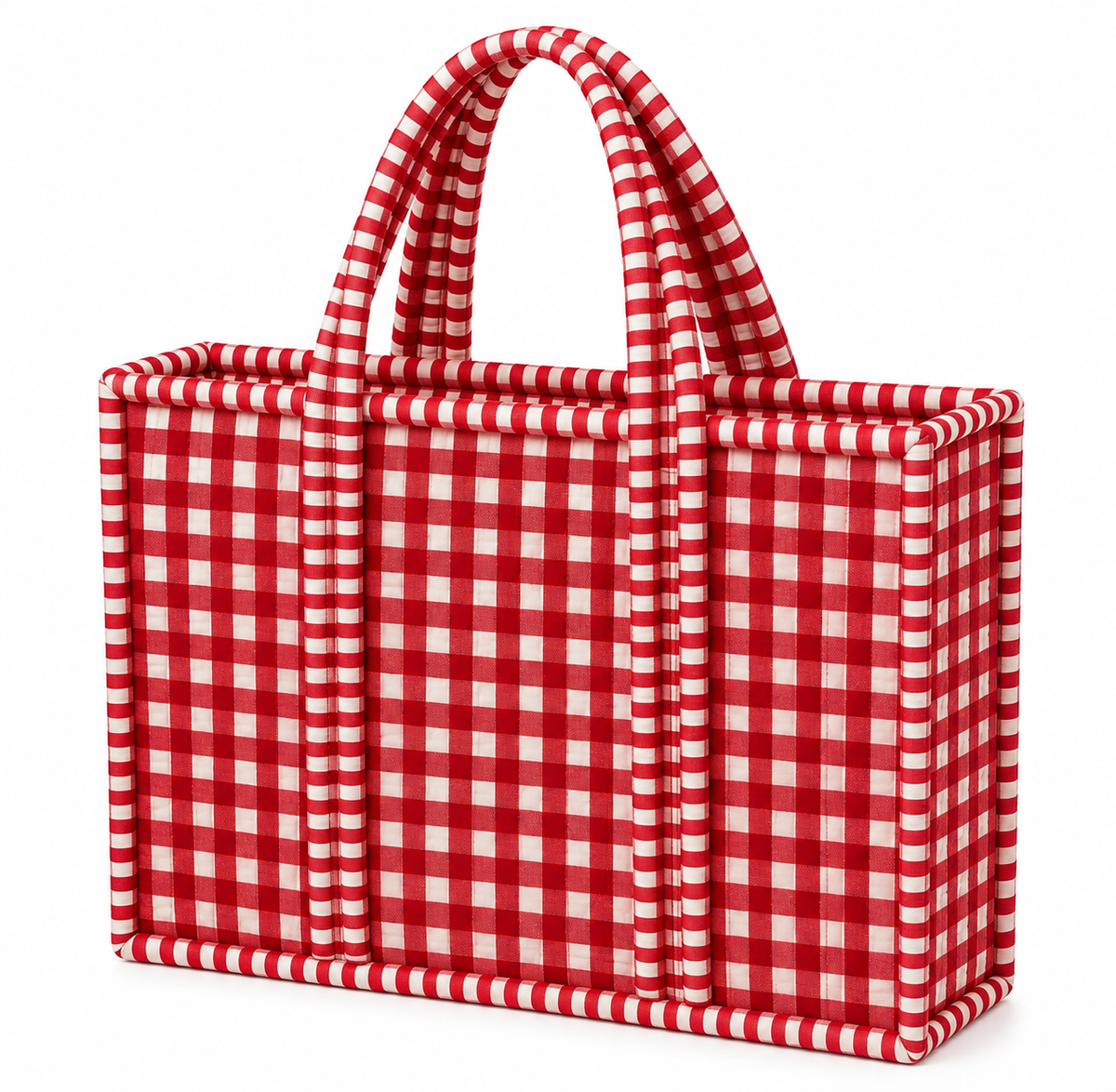 Red Gingham Quilted Bag Print