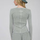 WASHED LONG SLEEVE RIBBED HENLEY KNIT TOP