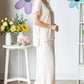 Textured V neck Top And Wide Leg Lounge Set